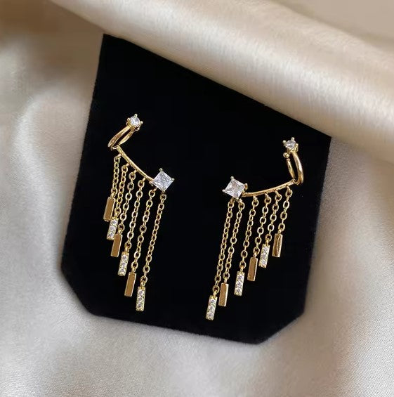 Safira® | Ear Clip and Stud One Piece Dangle Earring