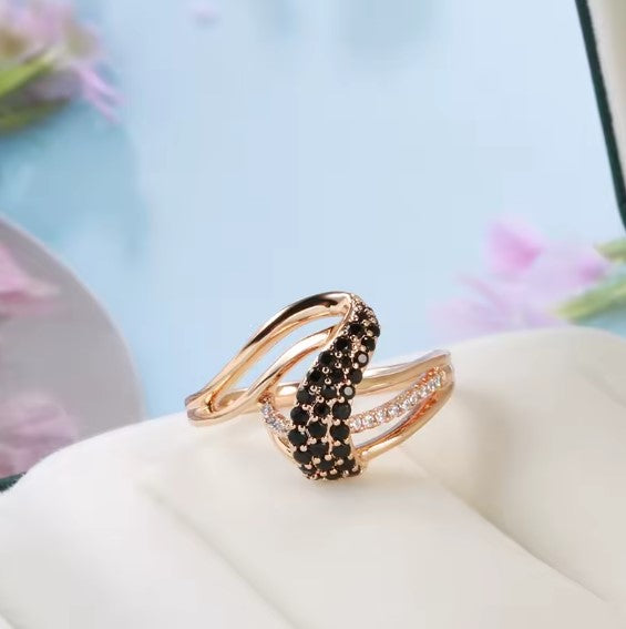 Iliana® | Fashion Natural Black Zircon Rose Gold Ring
