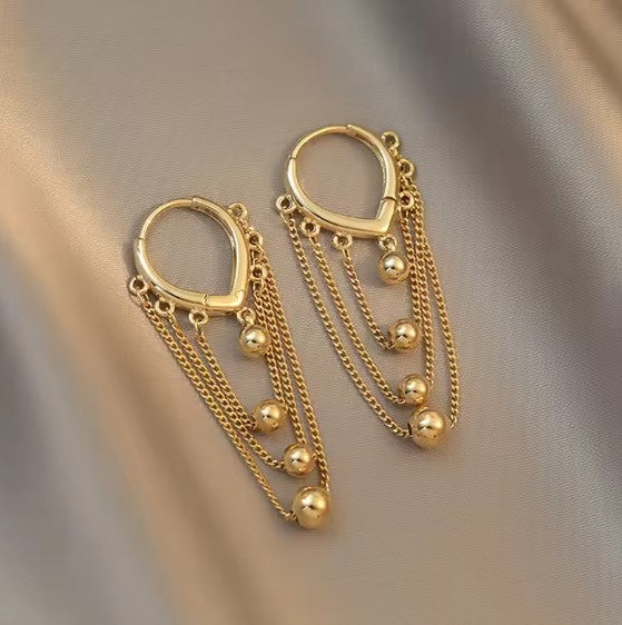 Ingrid® | Vintage Water Drop Tassel Gold Earring