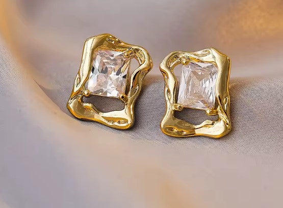 Olivia® | Vintage Rectangular Inlaid Zircon Earrings