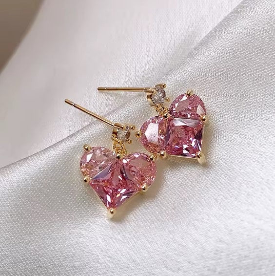 Nayla® | Luxury Pink Heart Zirconia Earrings