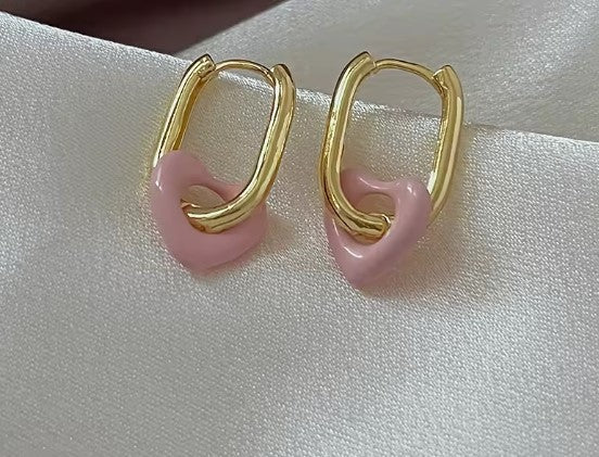 Clemence® | Classic Pink Heart Dangle Earrings