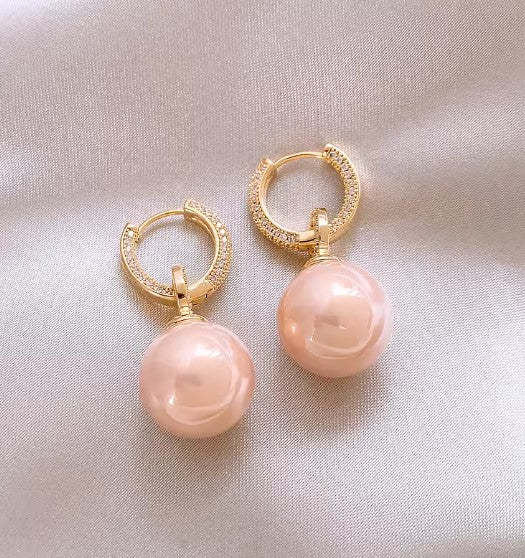 Tallulah® | Vintage Micro Zircon Pink Pearl Earrings