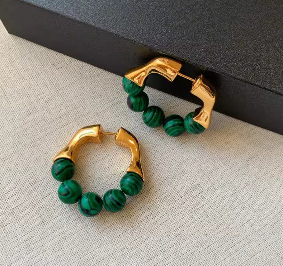 Felicity® | Vintage Natural Green Stone Earrings