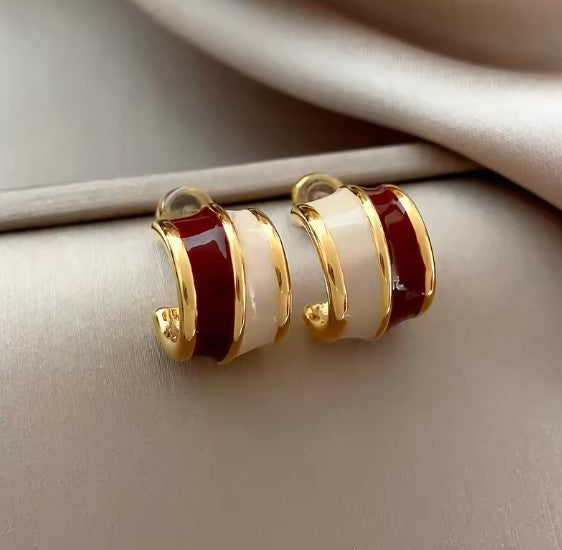 Liliana® | Elegant Wine Red Half Circle Earrings