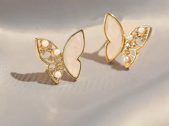 Delfina® | Elegant White Butterfly Stud Earrings