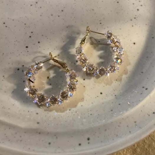 Genevieve® | Sparkling Zircon Inlaid Circular Earrings