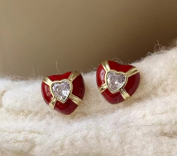 Karla® | Vintage Red Heart Shaped Earrings