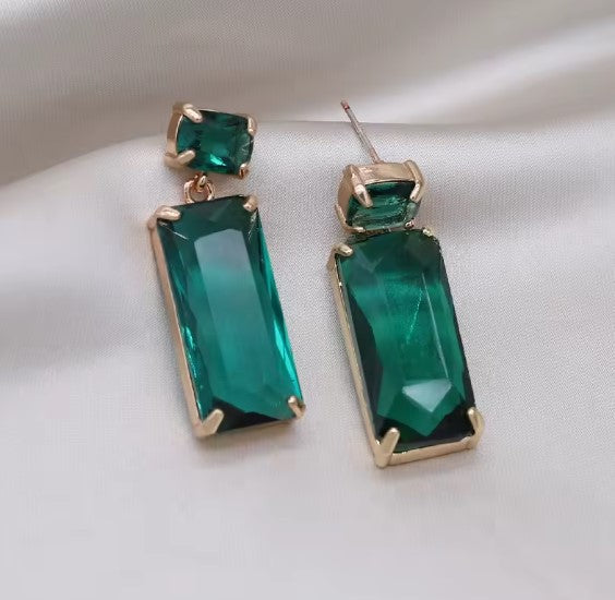 Patricia® | Vintage Green Rectangle Crystal Earrings