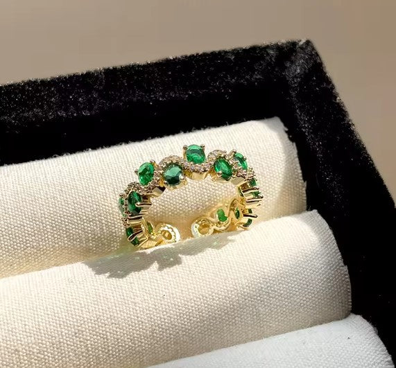 Yamila® | Vintage Green Zircon Open Ring