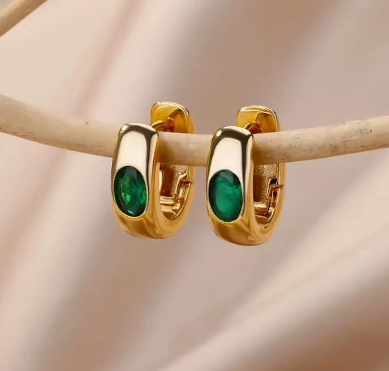 Zenaida® | Vintage Green Zirconia Hoop Earrings