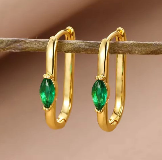 Angelines® | Green Zircon Square Gold Earrings