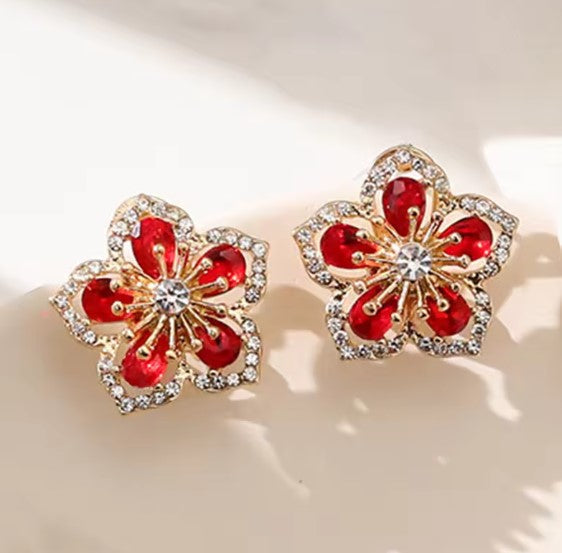 Yolanda® | Elegant Crystal Zircon Red Rose Earrings