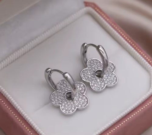 Bryony® | Classic Zircon Flower Silver Earrings