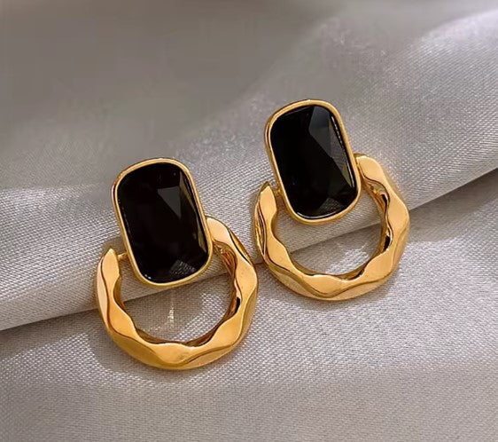 Theia® | Black Gem Square Earrings