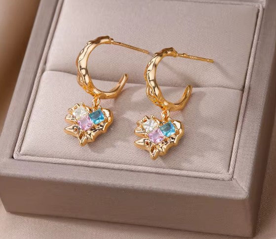 Fiammetta® | Colored Zircon Heart Lava Gold Earrings