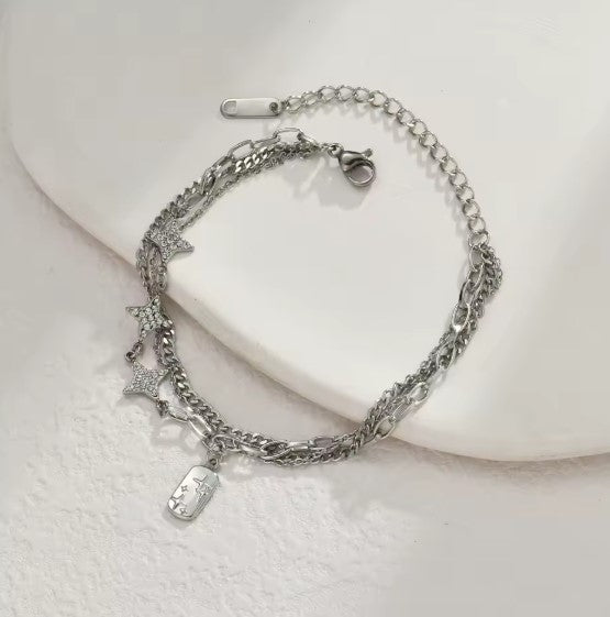 Rita® | Vintage White Zircon Star Silver Bracelet