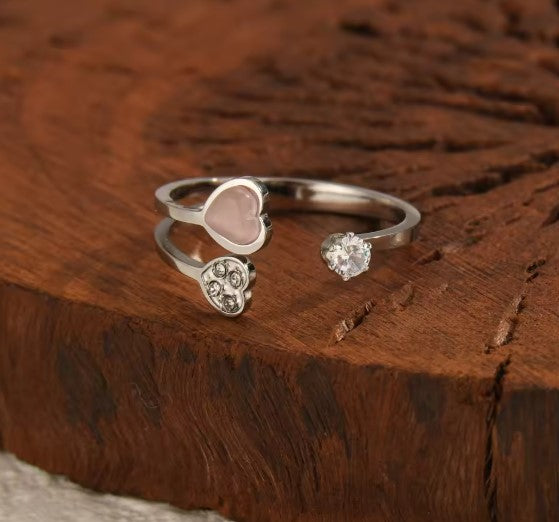 Xanthe® | Vintage Pink Zircon Adjustable Silver Ring