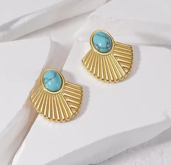 Eugenia® | Vintage Turquoise Inlay Scallop Earrings
