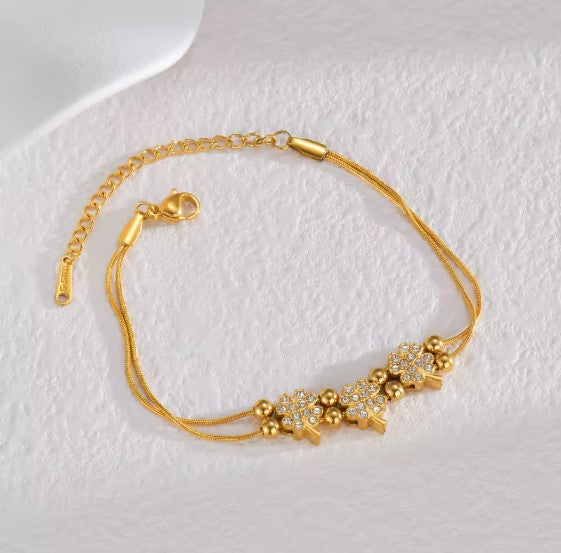 Lark® | Vintage Inlaid Zircon Gold Bracelet