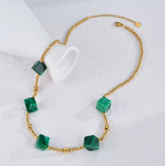 Margot® | Vintage Bohemian Green Design Gold Necklace