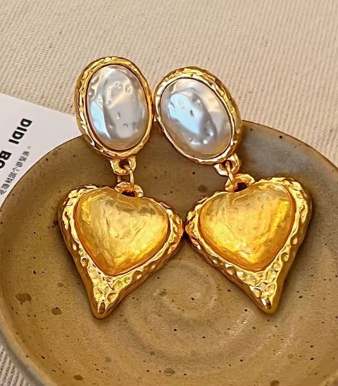 Salma® | Vintage Yellow Heart Drop Earrings