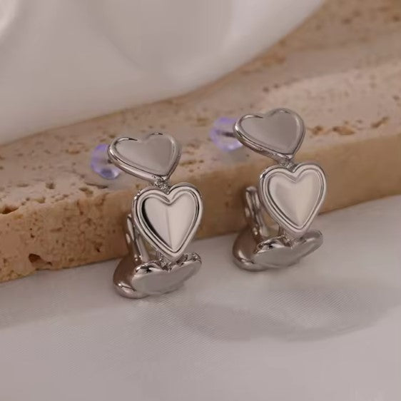 Sana® | Classic Heart Stud Silver Earrings