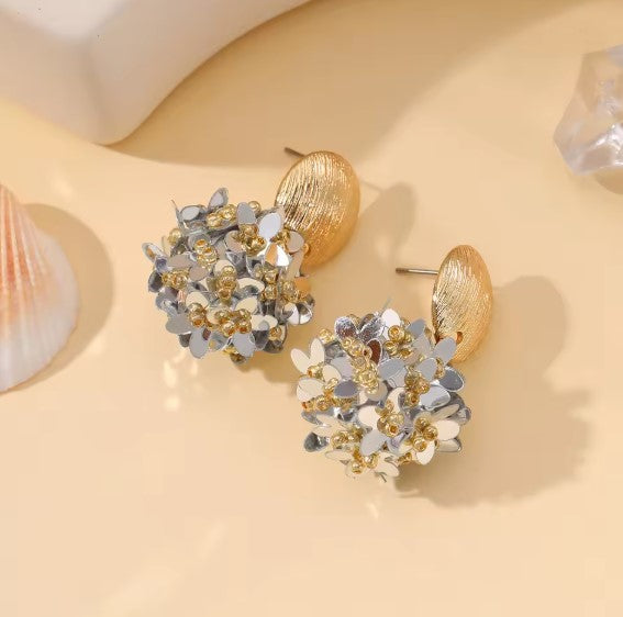 Alcina® | Silver Elegant Flower Petal Beads Drop Earrings