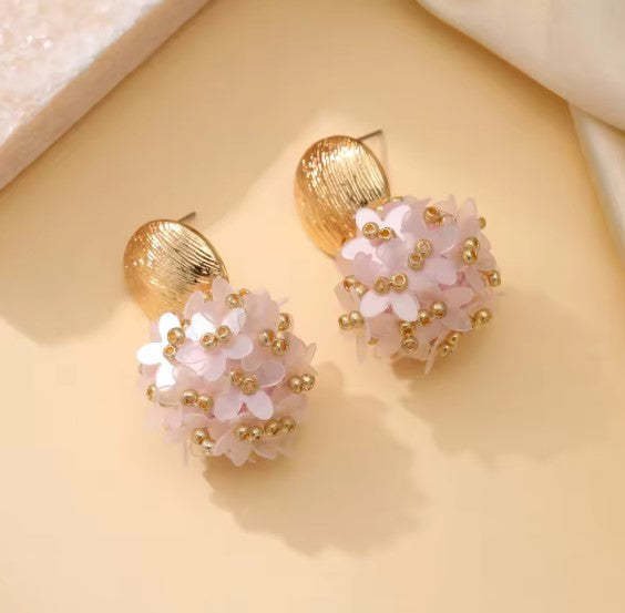 María José® | Pink Royal Flower Petal Beads Drop Earrings