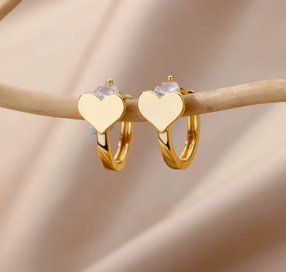 Pilar® | Elegant Zircon Heart Hoop Gold Earrings