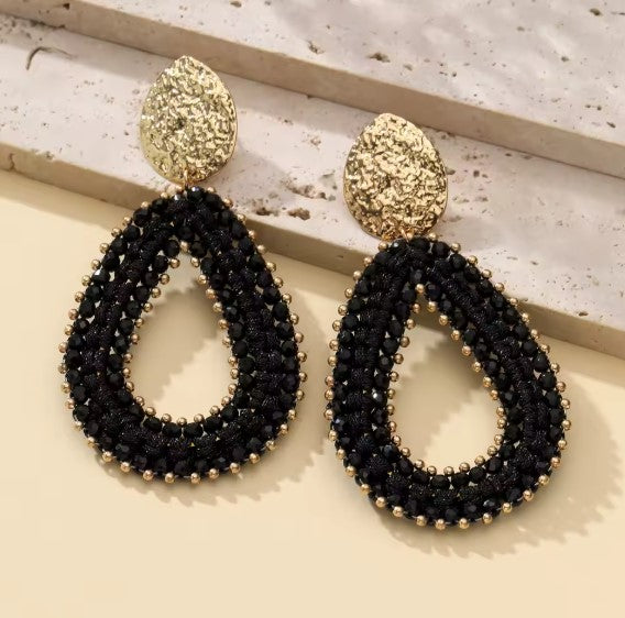 Acantha® | Classic Beads Black Threading Drop Earrings