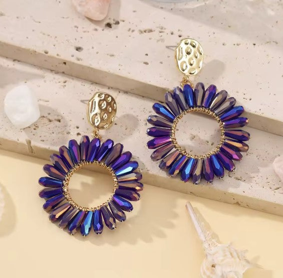Milagros® | Purple Crystal Beads Earrings