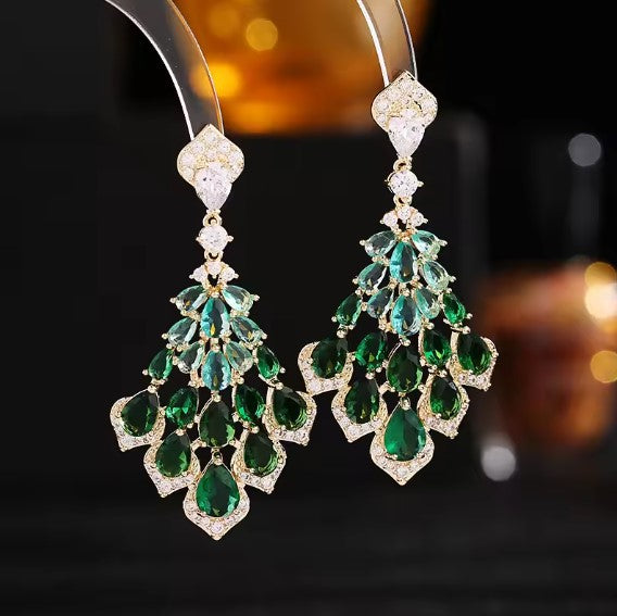 Iris® | Shiny Green Zirconia Inlaid Waterdrop Earrings