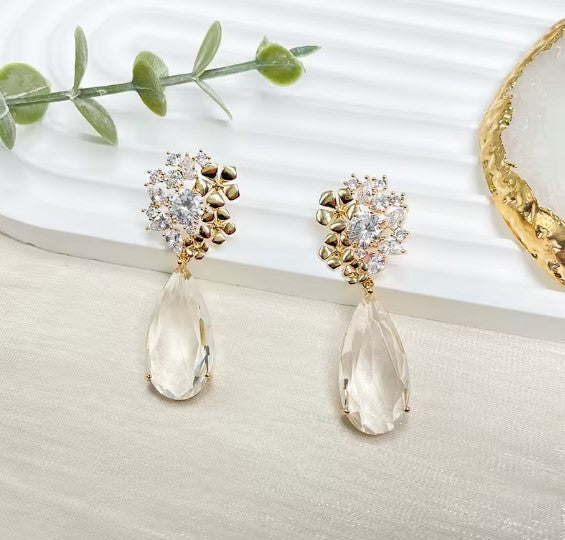 Ofelia® | White Zircon Inlaid Minimalist Earrings