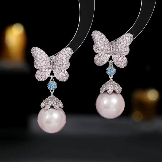 Marcela® | Luxury Crystal Butterfly Pearl Earrings