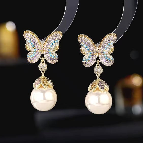 Magaly® | Luxury Colorful Butterfly Pearl Earrings
