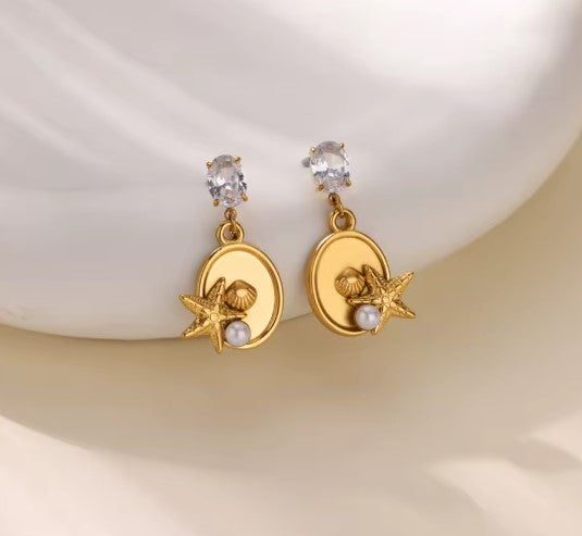 Adelaida® | Vintage Zircon Starfish Shells Earrings