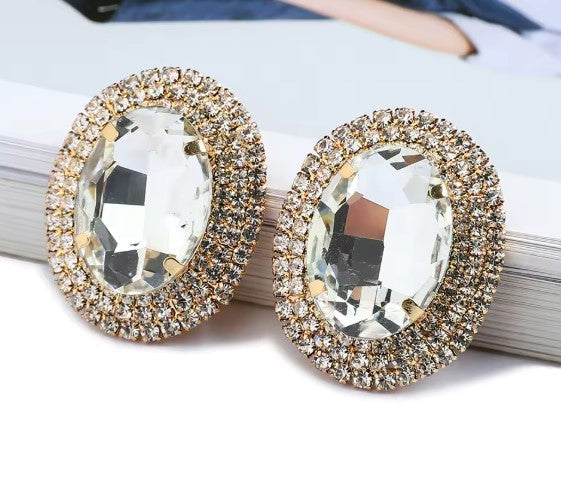 Mariana® | White Crystal Charm Stud Earrings