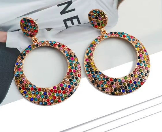Hadassah® | Colorful Crystal Round Dangle Earrings