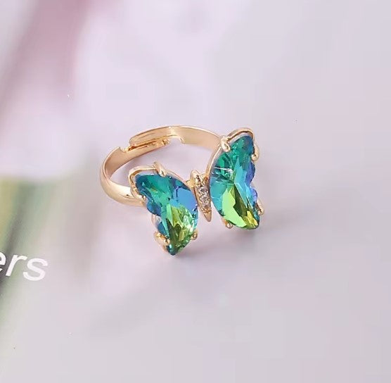 Oriana® | Classic Green Gradient Butterfly Ring