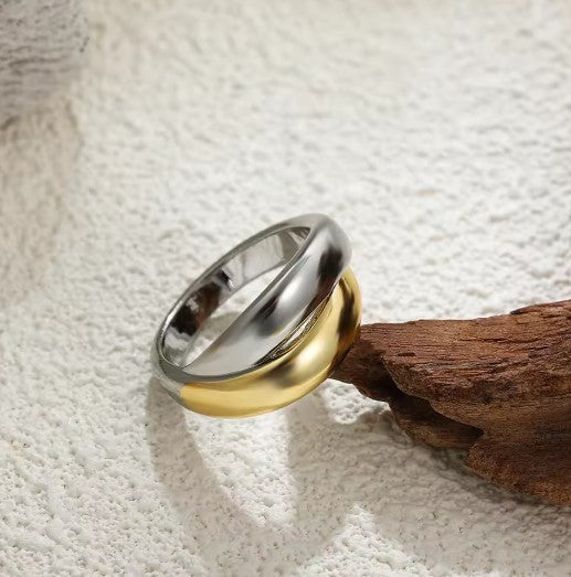 Rosario® | Vintage Gold Silver Double Circle Ring