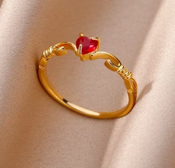 Guinevere® | Classic Red Zircon Heart Ring
