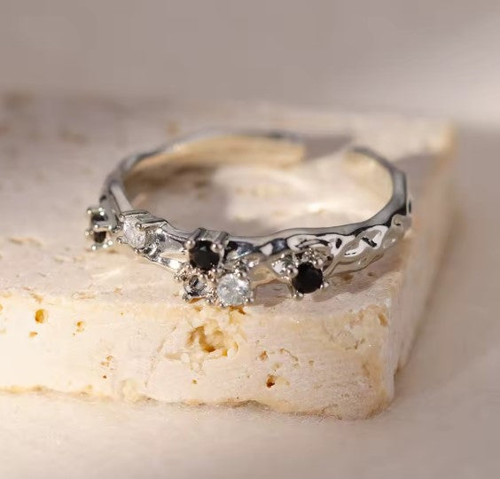 Delta® | Vintage Black and White Zircon Silver Ring