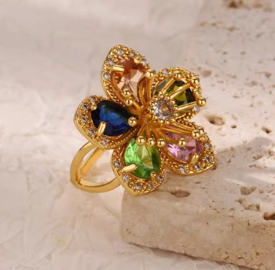 Manuela® | Luxury Colorful Zircon Floral Ring