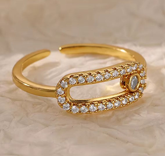 Valentina® | Vintage Zircon Gold Adjustable Ring
