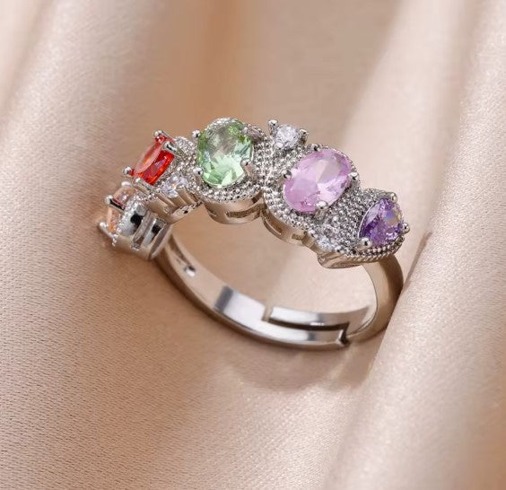 Samanta® | Vintage Zircon Adjustable Silver Ring