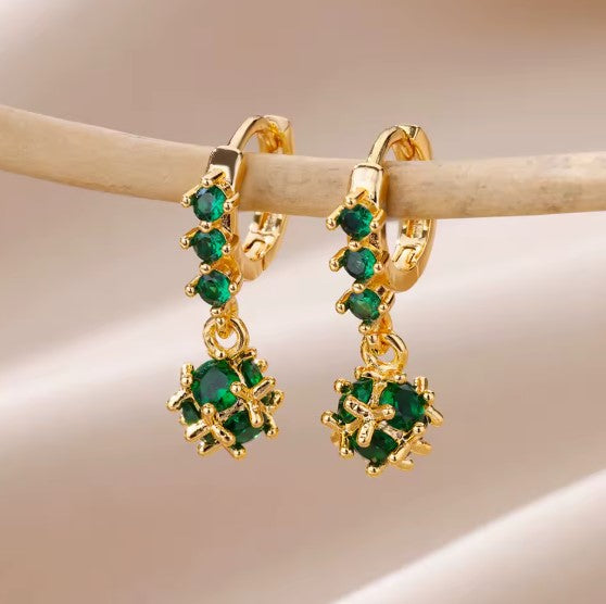 Angela® | Green Zircon Spherical Drop Earrings