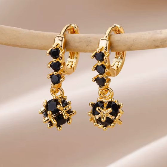 Brizo® | Black Zircon Spherical Drop Earrings