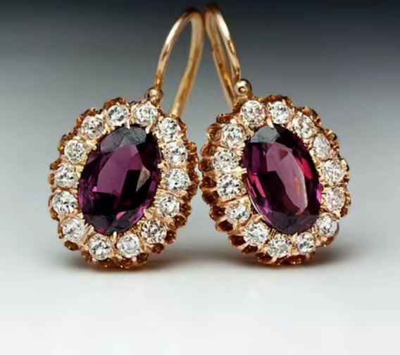 Elsa® | Elegant Inlaid Red Zircon Stones Drop Earrings
