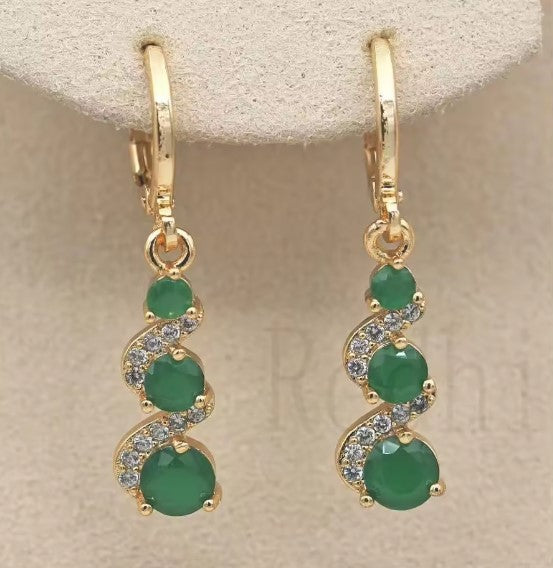 Susannah® | Classic Trend Swirl Green Stone Dangle Earrings